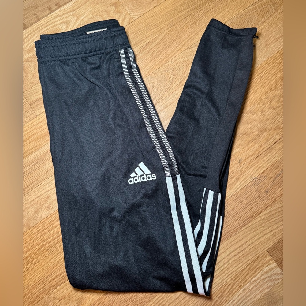 Adidas Black Joggers with White Stripes